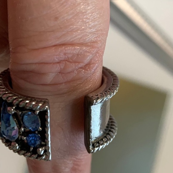 Vintage 40’s 50’s Barclay Jewels of India Blue Gem Silver Tone Ring - Picture 6 of 9